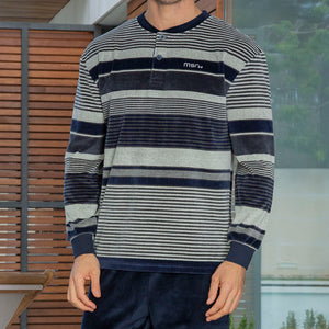 Pijama hombre invierno cuello botones