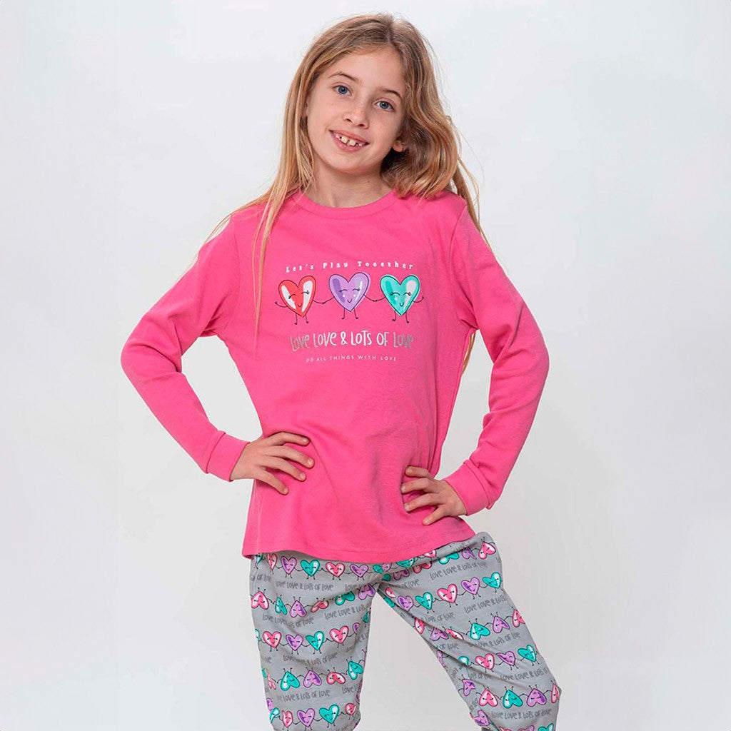 Pijama infantil manga larga CORAZONES